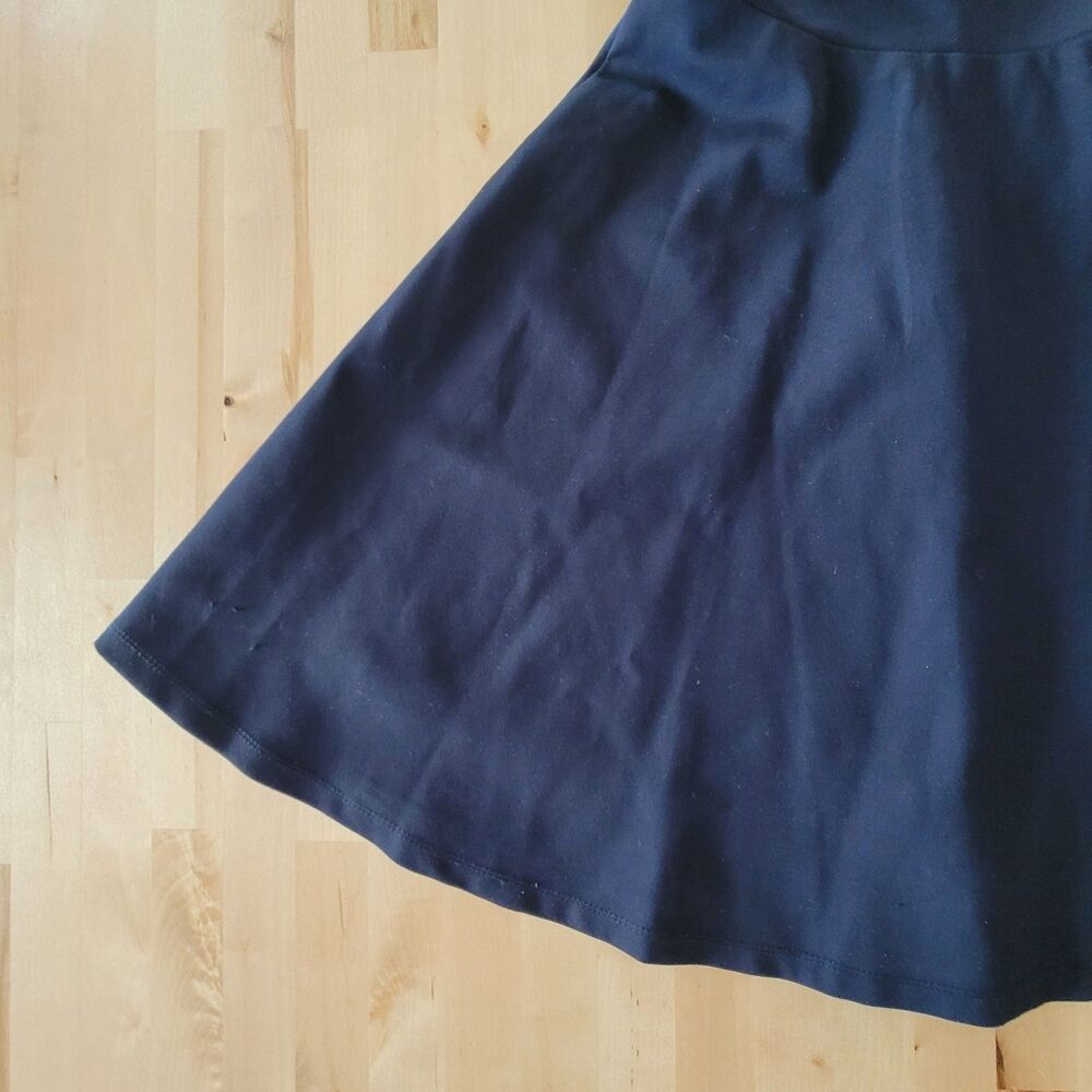 Lulus Lined Sleeveless Skater Dress Navy Blue, Stretch Twirl Party Dance Heart - Picture 7 of 12